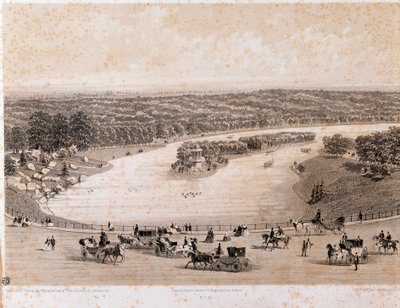 Veduta del Bois de Boulogne a Parigi. Litografia del 1850. Collezione privata da Unknown artist