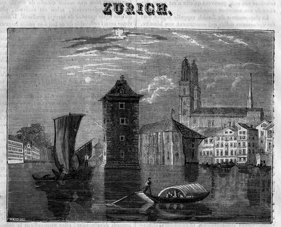 Veduta della città di Zurigo in Svizzera nel XIX secolo da Unknown artist