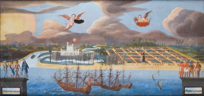 Veduta della colonia danese di Tranquebar in India, c.1658 da Unknown artist