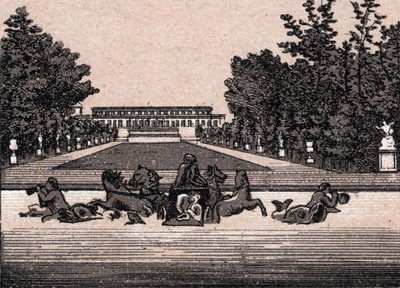 Vista del castello di Versailles, Francia in "Il mondo illustra 168 vedute" da Unknown artist