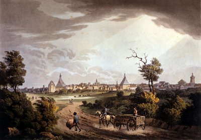 Veduta della città di Lipsia in Germania. Litografia del 1820 circa da Unknown artist