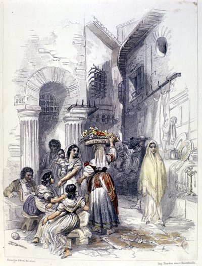 Veduta del ghetto di Roma nel 1830 da Unknown artist