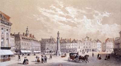 Veduta della grande piazza della città di Lille. Incisione del XIX secolo Parigi, B.N. da Unknown artist
