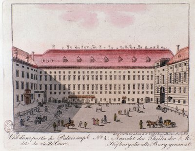 Veduta della parte del Palazzo Imperiale chiamata la Vecchia Corte a Vienna. Austria. Incisione del 1815 Collezione privata da Unknown artist