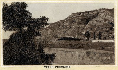 Veduta del villaggio di Poilvache, Valle della Mosa, Belgio. Cromolitografia della fine del XIX secolo da Unknown artist