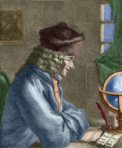 Voltaire (1694-1778) nel suo ufficio a Vernay da Unknown artist