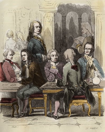 Voltaire nel caffè Procope a Parigi da Unknown artist
