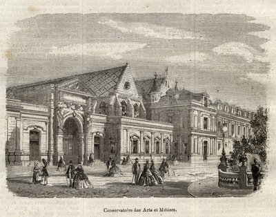 Vista del Conservatorio delle Arti e dei Mestieri (Cnam) a Parigi, rue Saint Martin a Parigi - (Vista sul Conservatorio delle arti e dei mestieri a Parigi - incisione in 