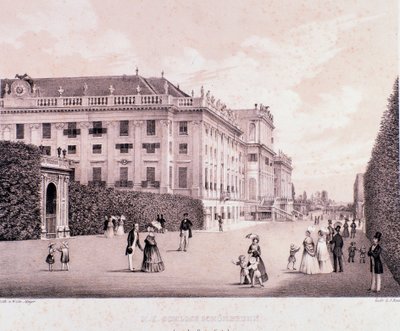 Passeggiatori nel parco del Palazzo di Schönbrunn a Vienna da Unknown artist