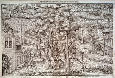 Guerre di religione 1562-1598: Assassinio di Francesco I di Lorena, Secondo Duca di Guisa il 18/02/1563. Un leader cattolico, fu ucciso dal calvinista Jean de Poltrot de Mere da Unknown artist
