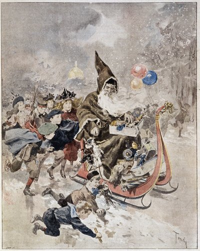 Acquerello raffigurante Babbo Natale. "The Illustrated World". 21/12/1895. da Unknown artist