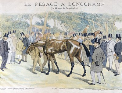 Pesatura a Longchamp e un gruppo di proprietari di cavalli da Unknown artist