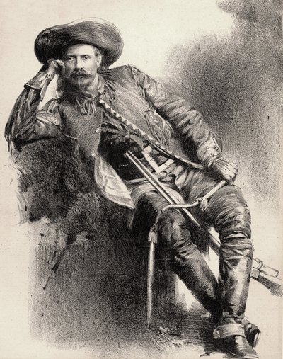 William Frederick Cody - Conosciuto come Buffalo Bill - Ritratto di Buffalo Bill (1846-1917), Colonnello William Cody - incisione da poster da Unknown artist
