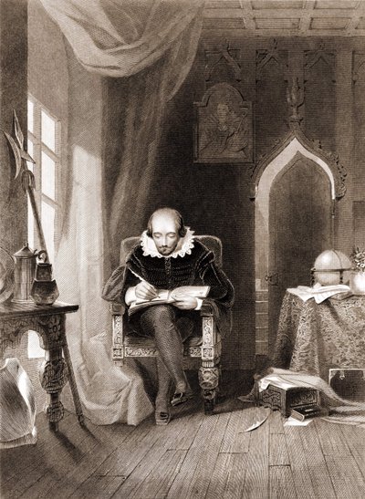 William Shakespeare (1564 - 1616) nel suo ufficio da Unknown artist