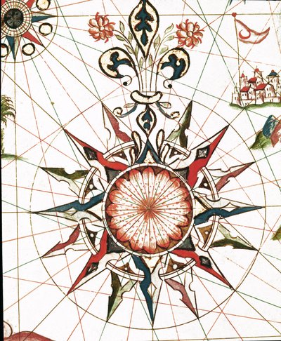 Rosa dei venti (dettaglio del portolano di Castellini) da Unknown artist