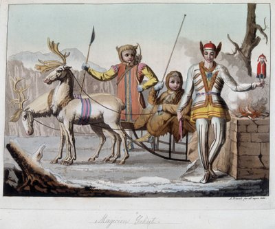 Stregone Yakut, Siberia. In "Il vecchio e moderno costume" da Unknown artist