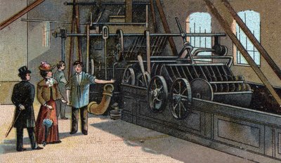 Industria della lana: lavaggio. Cromolitografia della fine del XIX secolo da Unknown artist