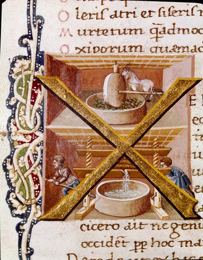 Lavori in un frantoio (miniatura) da Unknown artist