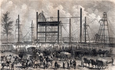 Lavori del Campo di Marte a Parigi alla fine di aprile 1866 - incisione del 1867 da Unknown artist