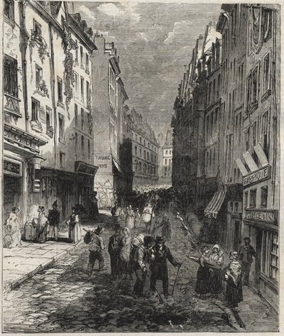 Lavori rue de la Montagne Sainte-Genevieve nel 5° arrondissement di Parigi nel 1858. da Unknown artist
