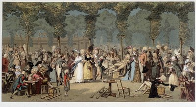 Passeggiata mondiale attraverso i giardini del Palazzo Reale, fine XVIII secolo - cromolitografia dopo l