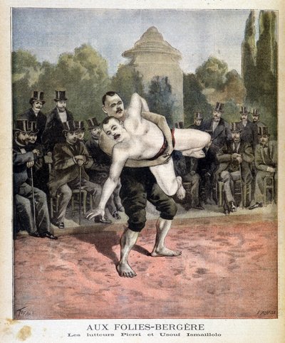Lottatori Pierri e Ussouf Ismaillolo alle Folies Bergère di Parigi da Unknown artist