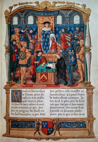 Scrivere una biografia: Filippo di Comines (Comynes o Comines) (1447-1511) detta i suoi memoriali davanti a Luigi XI da Unknown artist