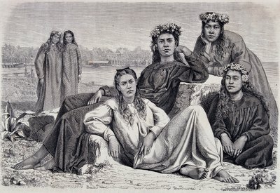 Giovani donne di Tahiti - in "Il Giro del Mondo" da Unknown artist