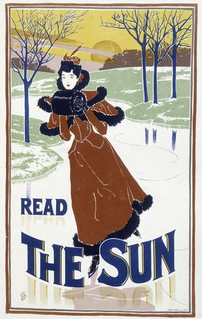 Giovane donna che pattina - pubblicità per il giornale “The Sun” da Unknown artist