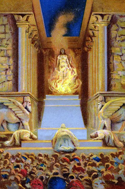Zarathustra morì nel tempio circondato dalla fiamma (cromolitografia del XIX secolo) da Unknown artist