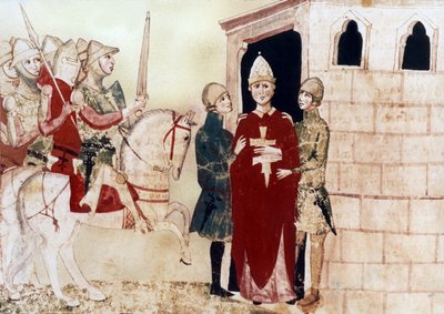 Papa Bonifacio VIII prigioniero ad Anagni nel 1303, illustrazione da un manoscritto del XIV secolo da Unknown artist