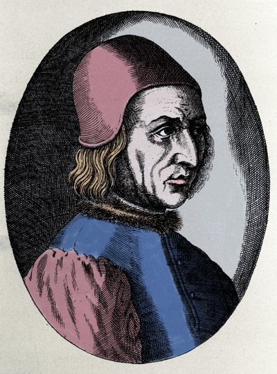 Ritratto di Angelo Poliziano, umanista italiano (1454-1494). In “Virorum Doctorum effigies” di Filippo Galli da Unknown artist