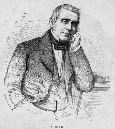 Ritratto di Eugène Scribe, autore drammatico francese. Incisione del 1892 da Unknown artist