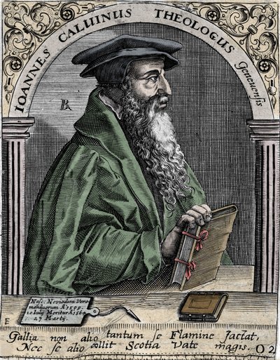Ritratto di Jean Calvin, riformatore religioso e scrittore francese da Unknown artist