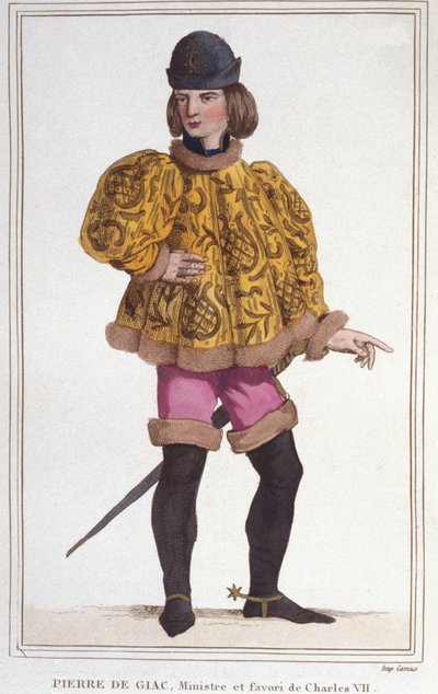 Ritratto di Pierre de Giac, favorito di Carlo VII, Ministro e Sovrintendente delle Finanze. Incisione del 1830. da Unknown artist