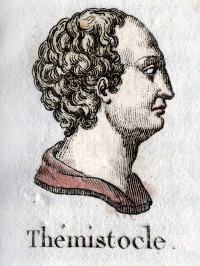 Ritratto di Temistocle. in greco Temistocle statista e generale ateniese (ca. 525 a.C. - ca. 460 a.C.) Incisione del 1822 da Unknown artist