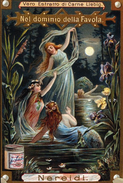 Rappresentazione di nereidi, ninfe marine. Cromolitografia del XIX secolo da Unknown artist