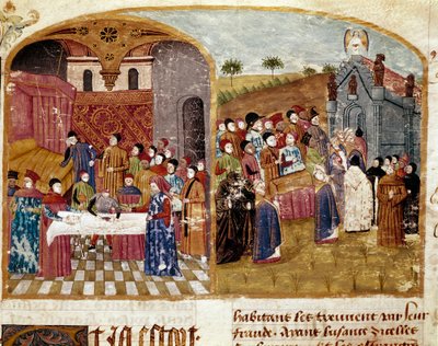 Il funerale di Alessandro Magno, la dissezione e la sepoltura. Miniatura tratta dal 