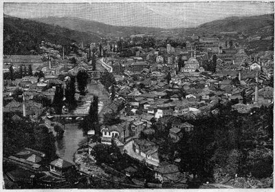 Vista della città di Sarajevo nel 1894 - incisione da Unknown artist