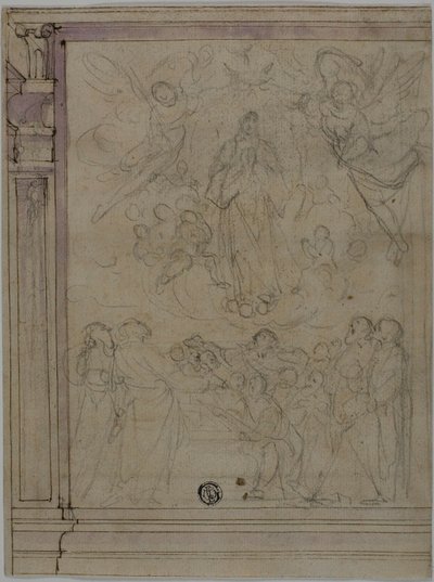 Assunzione della Vergine (recto); schizzi di dettagli architettonici (verso) da Unknown Florentine