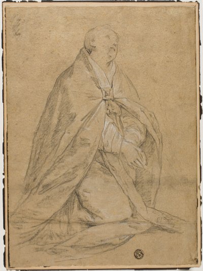 Santo ecclesiastico inginocchiato da Unknown Florentine