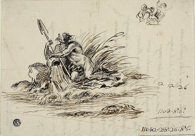 Recto: Un Dio del fiume; verso: un sonetto di Santi Rinaldi da Unknown Florentine
