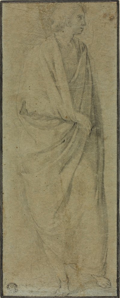 Figura maschile panneggiata in piedi da Unknown Florentine