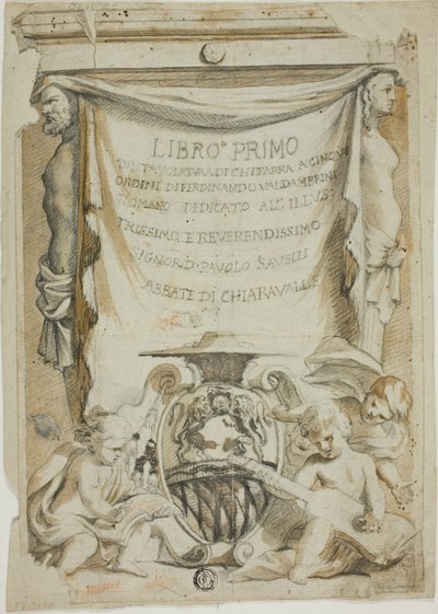 Progetto di frontespizio per manuale di chitarra di Ferdinando Valdambrini da Unknown Italian