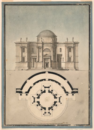 Progetto per un tempio classico con un tempietto e un