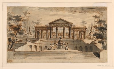 Scenografia: Tempio Aperto in un Giardino da Unknown, Italian