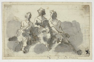 Tre figure sedute (recto); uomo seduto di profilo (verso) da Unknown Italian