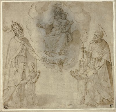 La Vergine e il Bambino davanti ai santi Fabiano (o Gregorio Magno) e Giuseppe da Unknown Sienese