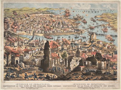 Interno di Sebastopoli, distruzione della città da parte dei russi, la loro ritirata, 1855 da Unknown artillery officer