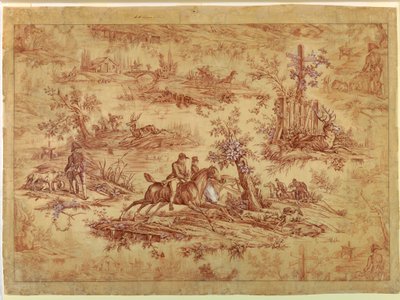 Disegno, cartone animato per tessuto stampato in cotone, La Route de Jouy, dopo il 1815 da Unknown artistUnknown artist